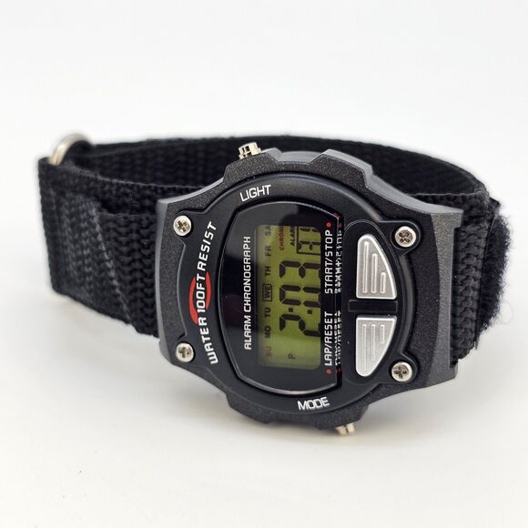 Men's Sport Watch 40MM Gray Case Black Nylon Band Strap New Battery - Picture 4 of 12